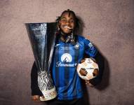 Ademola Lookman tras meter tres goles y ganar la final de la Europa League del 2024.