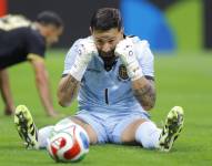 Hernán Galíndez reaccionó durante un partido amistoso entre la selección de México y Ecuador, en el Estadio Akron, en Guadalajara.