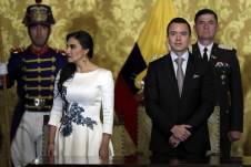 Imagen del 23 de noviembre de 2023. El presidente de la Repúlica, Daniel Noboa, y la vicepresidenta Verónica Abad, en el Salón Amarillo del Palacio de Carondelet.