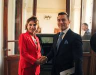 Imagen del presidente electo Daniel Noboa con Antonella Cavallari, Secretaria General del Instituto Italo- Latinoamericano.