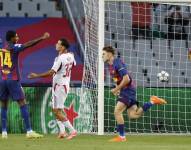 El centrocampista del Barcelona Fermín López celebra su gol contra Olimpiacos.