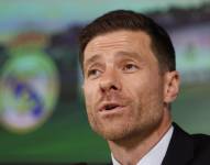 El exjugador del Real Madrid Xabi Alonso, durante la rueda de prensa posterior a su presentación como nuevo entrenador del equipo.
