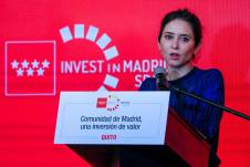 QUITO (ECUADOR) | La presidenta de la Comunidad de Madrid, Isabel Díaz Ayuso, habla durante un encuentro con empresarios y ejecutivos convocado por Invest in Madrid.
