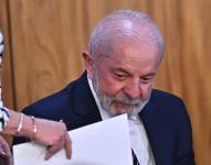 El presidente de Brasil, Luiz Inácio Lula da Silva, participa en la ceremonia de sanción del proyecto de ley complementaria que regula el programa Acredita Exportar