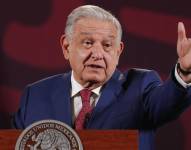 El presidente de México, Andrés Manuel López Obrador, habla durante su conferencia de prensa matutina este lunes, en el Palacio Nacional en la Ciudad de México (México), en una foto tomada el 1 de abril de 2024.