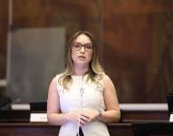 Mishel Mancheno abanderó la defensa de la ley propuesta por el presidente Noboa.