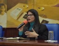 Vanessa Cueva durante un evento en Cañar.