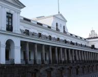 Fachada del Palacio de Carondelet en el Centro Histórico de Quito.