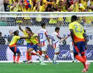 Daniel Muñoz anotó el primer gol de Colombia en la Copa América 2024 ante Paraguay.
