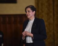 Imagen de María Paula Romo mientras era ministra de Gobierno en la administración de Lenín Moreno, el 23 de noviembre del 2020.