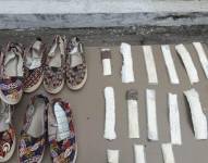 Sandalias ocultaban droga