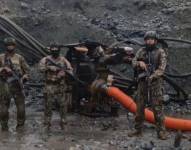 Un operativo contra la minería ilegal en el sector Selva Alegre, riberas del río Santiago, Esmeraldas.