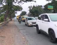 Imagen del tráfico en la Vía a la Costa de Guayaquil, la mañana de este miércoles 27 de agosto.