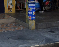 Imagen del sector donde fue dejada una cabeza humana en el centro de Guayaquil, la noche del sábado 5 de abril del 2025.