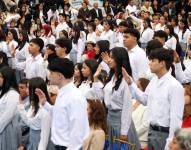 Estudiantes de un colegio de Cuenca.