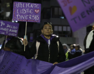 Una mujer en la marcha por el 25N