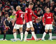 Kingsley Coman, del (I) Bayern Múnich, celebra el 0-1 contra el Manchester United