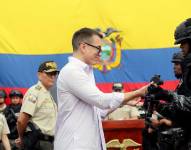 Imagen de archivo del presidente de la República, Daniel Noboa, en una ceremonia de la Policía Nacional.