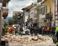 Fotografía de los daños ocasionados por el sismo de magnitud 6,5 en la escala abierta de Richter, en la ciudad de Cuenca.