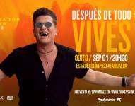 Este 1 de septiembre de 2022, Carlos Vives se presentará en Quito