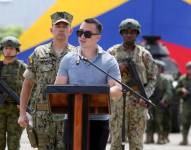 Imagen del presidente Daniel Noba en el Fuerte Militar Héroes de Chacras, en Machala, en enero de 2025.