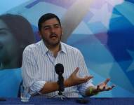 El alcalde electo de Guayaquil, Aquiles Álvarez, en una una rueda de prensa.