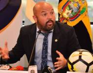 Miguel Ángel Loor, presidente de Liga Pro, en rueda de prensa