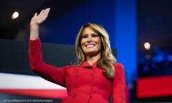 La primera dama Melania Trump asiste a la Convención Nacional Republicana en Milwaukee el 18 de julio de 2024.