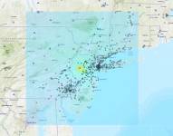USA3694. NUEVA YORK (NY, EEUU), 05/04/2024.- Mapa del centro geológico de Estados Unidos (USGS) donde se muestra el epicentro del terremoto y el alcance de su intensidad por los estados de Nueva York y Nueva Jersey. Un terremoto de magnitud 4,8 sacudió los estados de Nueva York y Nueva Jersey este viernes, según el centro geológico de Estados Unidos (USGS). La agencia informó de un temblor con una magnitud preliminar de 4,8, con epicentro cerca de Lebanon, Nueva Jersey, a unos 75 kilómetros al oeste de Nueva York. EFE/USGS /SOLO USO EDITORIAL /NO VENTAS /SOLO DISPONIBLE PARA ILUSTRAR LA NOTICIA QUE ACOMPAÑA /CRÉDITO OBLIGATORIO