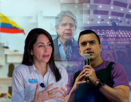 Luisa González y Daniel Noboa, candidatos que se miden en segunda vuelta por la Presidencia de Ecuador.
