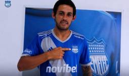 Marcelo Meli, en su presentación como nuevo jugador de Emelec