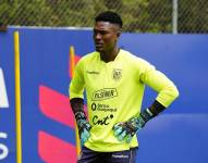 El portero David Cabezas en un entrenamiento con la selección de Ecuador