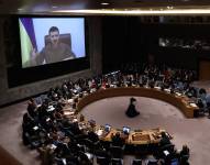El presidente de Ucrania, Volodímir Zelenski, intervino este 5 de abril de 2022 en el Consejo de Seguridad de la ONU, a través de videoconferencia.