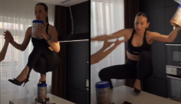 Momento de la caída de la influencer rusas