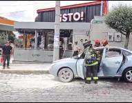 Momento en el que intervino el Cuerpo de Bomberos.