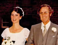 Jenny junto su padre Hamish Dawson, el día de su boda en 1980.