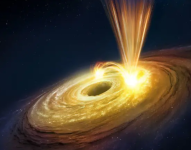 Representación artística del agujero negro turbulento y con fuertes vientos en la galaxia NGC 3783.