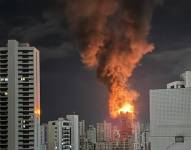 Imagen de incendio del edificio de Brasil.