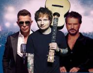 De izquierda a derecha: Alejandro Sanz, Ed Sheeran y Ricardo Arjona.