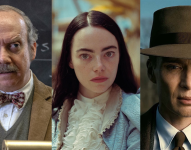 Tres nominados a los Oscar 2024, Paul Giamatti, Emma Stone y Cillian Murphy.