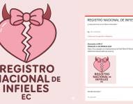 Logo y formulario del registro nacional de infieles EC.