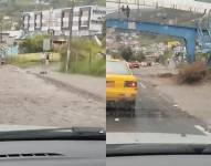 Imágenes del río de agua descendiendo por la Autopista General Rumiñahui.