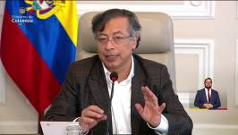 Captura de video tomada de la Presidencia de Colombia del presidente de colombiano, Gustavo Petro, durante un consejo de ministros este lunes, en Bogotá