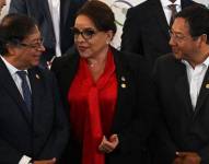 Los presidentes de Colombia, Gustavo Petro, de Honduras, Xiomara Castro, y de Bolivia, Luis Arce.