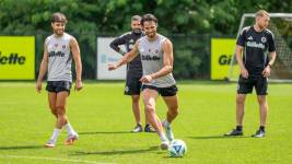 Leonardo Campana en un entrenamiento con el New England Revolution