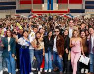 Imagen del presidente Daniel Noboa en Chimborazo, Riobamba, durante un evento que se socializó el programa Jóvenes en Acción. Foto de diciembre de 2024.