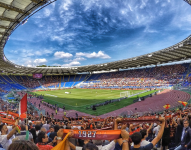 Foto de un estadio con fanáticos en los graderíos