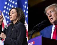 Fotografías donde se observa a los candidatos a la presidencia de Estados Unidos, el expresidente Donald Trump y a la actual vicepresidenta Kamala Harris.