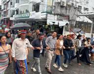 Representantes de la Conaie en una marcha en Pastaza.