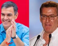 El presidente en funciones del Gobierno español y líder socialista, Pedro Sánchez (izq), y el presidente del Partido Popular conservador, Pedro Sánchez (der).